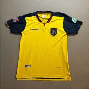 Ecuador Marathon Soccer Jersey Mens Medium Yellow Short‎ Sleeve
